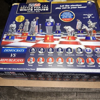 2020 BATTLE FOR THE WHITE HOUSE CHESS SET DEMOCRATS VS. REPUBLICANS BY BULBHEAD