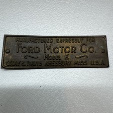 Antique Ford Model K Brass Unused Lamp Plaque 2 14 X 34 Gray Davis