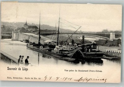 38224555 - Liege Frachtschiff Boulevard Frére-Orban Liege / Luettich / Luik 1901