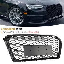 RS4 Style Honeycomb Front Bumper Grille Mesh Grill For Audi A4 B9 Sline S4 17-19