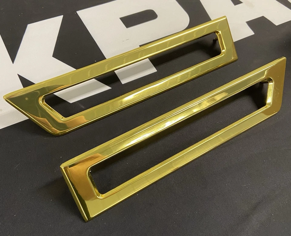 1971 72 73 Chevrolet Caprice Impala Rear Quarter Marker Light Bezels Gold Pair - Image 4 of 4