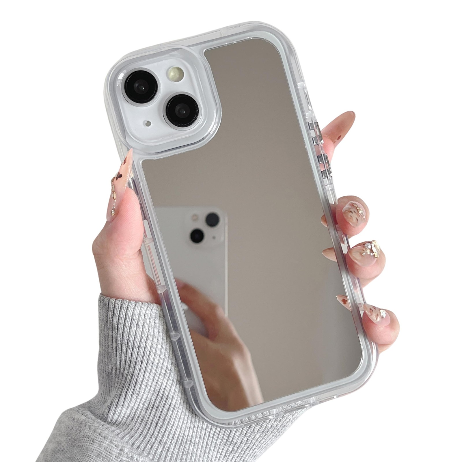 Coque miroir pour iPhone 14 Plus idéale pour vos retouches maquillage en soirée