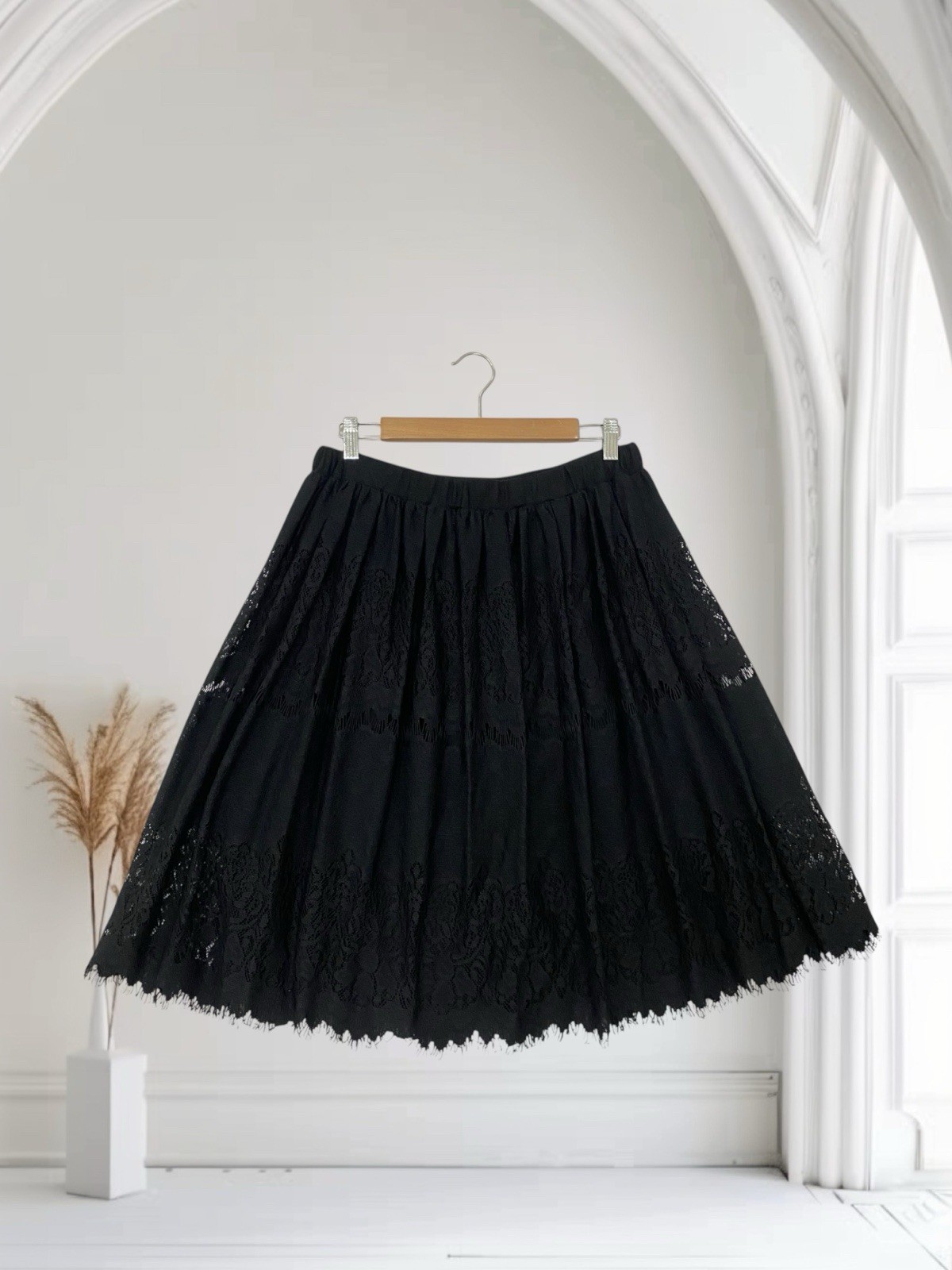 Max Studio MSSP Black Lace Skirt Women’s Size Medium Witchy Luxe Whimsigoth $149