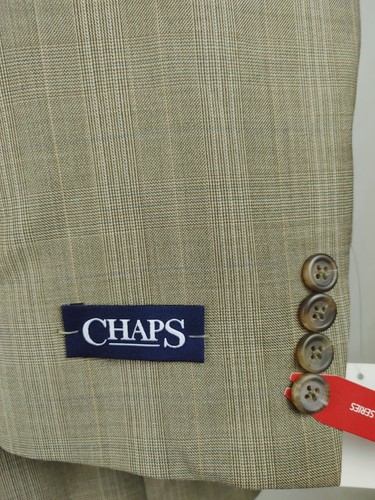 Chaps Ralph Lauren Men 46R Light Brown Sport Coat Blazer 2Bttn Beige Wool Check - Picture 16 of 24