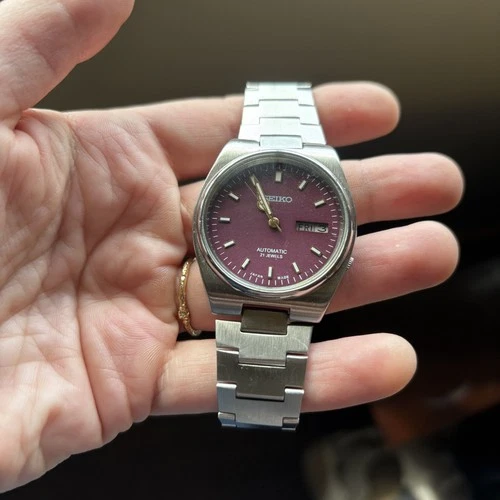 Vintage Seiko Purple Dial Automatic Watch: Refurbished 7009 Movement, Japan Made