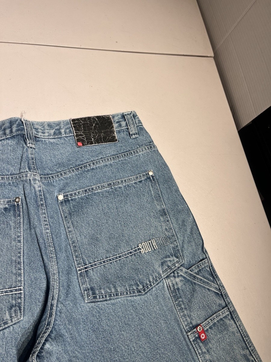 South Pole Jeans Men's 38 Blue Wide Leg Baggy Red Tab