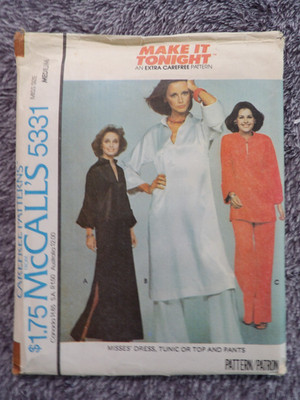 McCalls 5331Misses' Sizes 14-16 Dress, Tunic or Top & Pants Uncut Sewing Pattern