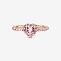 "Pandora Rose Timeless Ring \"Funkelndes Herz\" 14K RoséVergoldet, Rosa Kristall,"