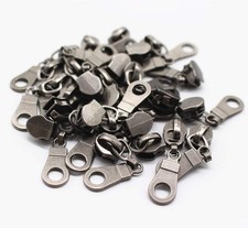 50PCS 5 Gunmetal Pulls for Nylon Coil Zippers, Antique Silver