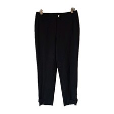 St. John Ankle Pants Women  s Size 8 Black Solid Buckle Detail Tailored Classic