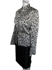 Kasper Black Grey Animal Print Blazer Size 10 & Black Le Suit Skirt Suit 12 NWT