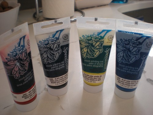 Speedball Block Printing 4 piece Ink Set - Red, Blue Black & Yellow - Picture 2 of 2