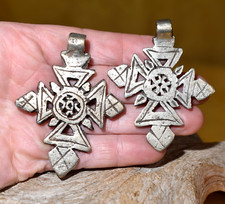 2 Ethiopian Coptic Christian Cross Pendants Handmade 20 YRs Ago Ethiopia, Africa