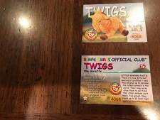 TY Beanie BBOC ~Series 1 Common ***CARD ~TWIGS the GIRAFFE Mint 