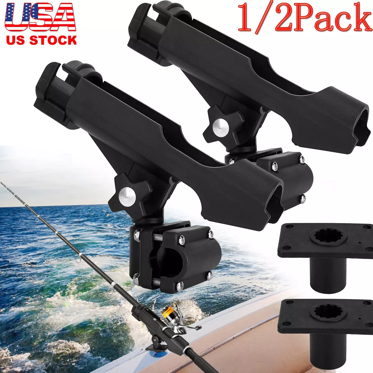 INOOMP 2pcs 360 Ground Fishing Rod Holder Boat Rail Rod Holders Sand Rod  Holder Fishing Pole Bracket Fishing Pole Stand Adjustable Car Holder  Kickstand Aluminum Alloy Skid Bar Fold : : Sports