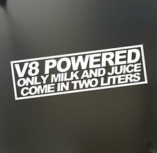 V8 Powered Milk Juice 2 Liter Sticker Funny Race Mustang Chevy Jdm Drift Decal