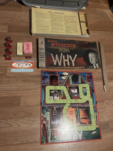 Vintage 1958 Milton Bradley Alfred Hitchcock WHY Board Game Complete Box