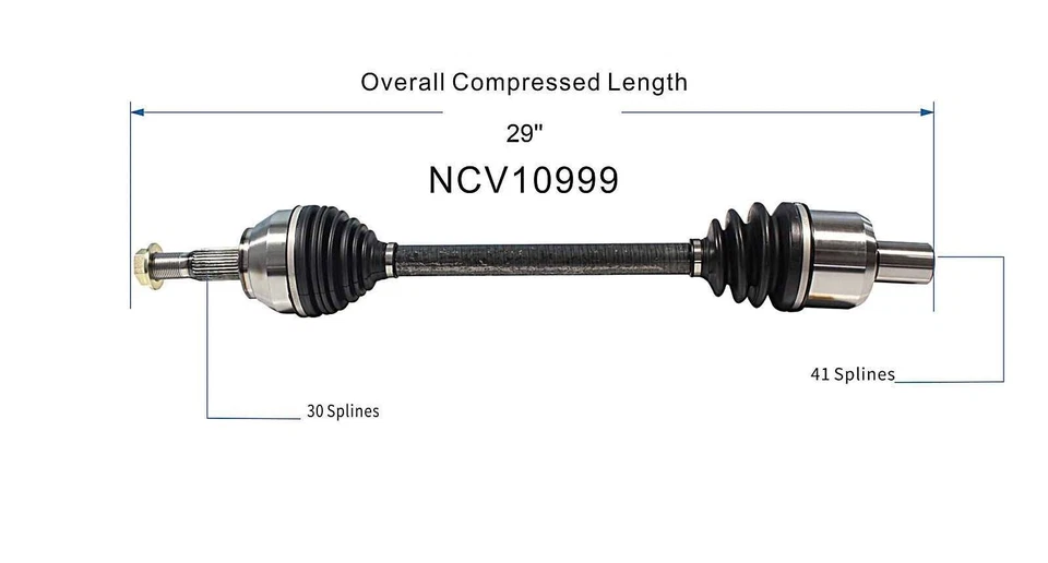 NCV10999 Rear Pair CV Axle Shaft for 04-09 Cadillac XLR 97-13 Chevy Corvette RWD - Image 2 of 4