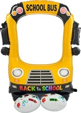 Back to School Selfie Frame School Bus 56" Airloonz Foil Balloon