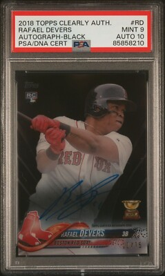 2018 Topps Clearly Authentic Rafael Devers RC PSA Dual /75 Black 