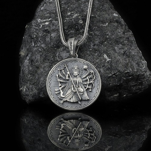 Handmade Sterling Silver Durga Necklace 