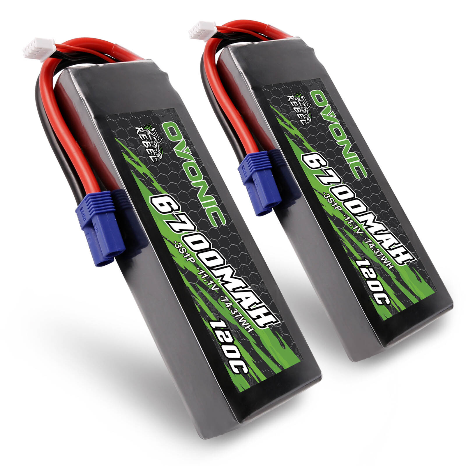 2X Ovonic 6700mAh 3S Lipo Battery 11.1V 120C EC5 For Arrma 1