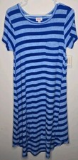 LulaRoe Horizontal Stripe Carly Dress NWT Scoop Neck Chest Pocket Extra Small