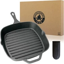 8 Inch Square Grill Pan Medium Pre-Seasoned Cast Iron Skillet for Steaks