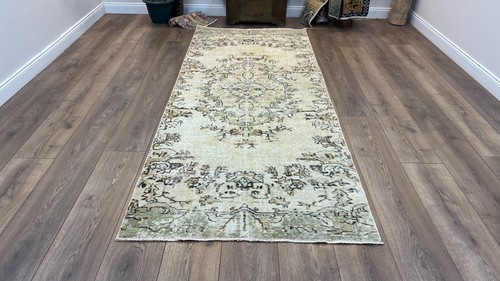 3.8x9.2 ft Hallway Rug, Vintage Turkish Rug, Bohemian Runner Rug