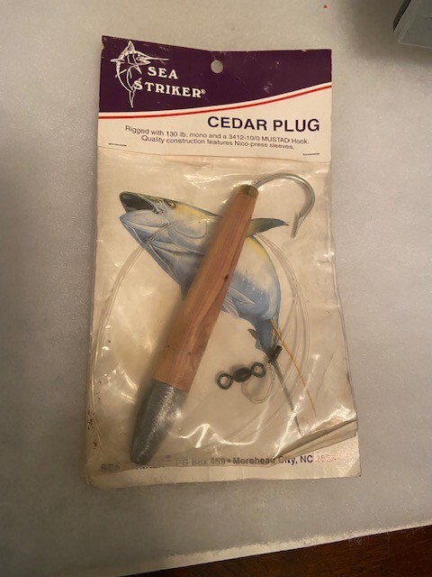 Vintage Sea Striker Cedar Plug In Its Original Packaging