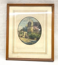 Original 30s Hand Colored Etching by Egon Chabert Ratzenstadl Wien Signed Framed