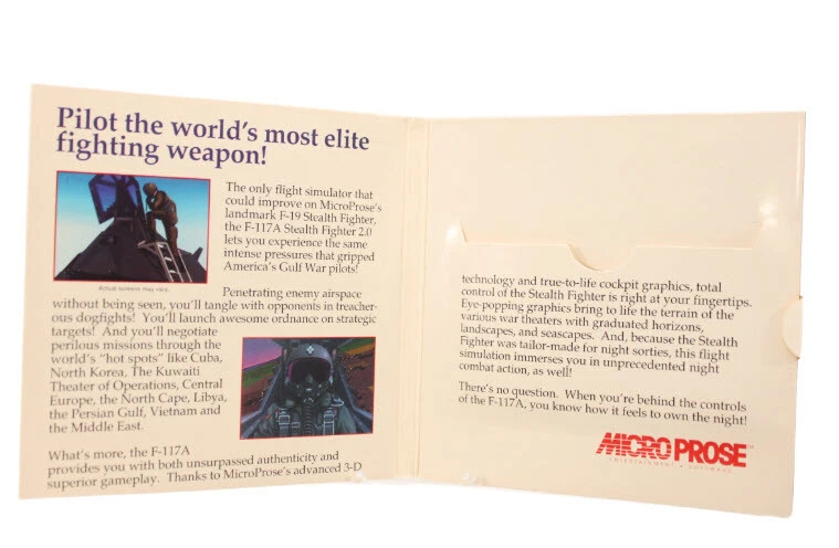 Nighthawk F-117A Stealth Fighter 2.0 PC IBM 3.5 Floppy Disc NEW-OLD STOCK - Image 4 of 4