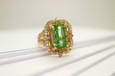 3Ct Cushion Cut Peridot Vintage Women's Engagement Ring 14K Yellow Gold Over