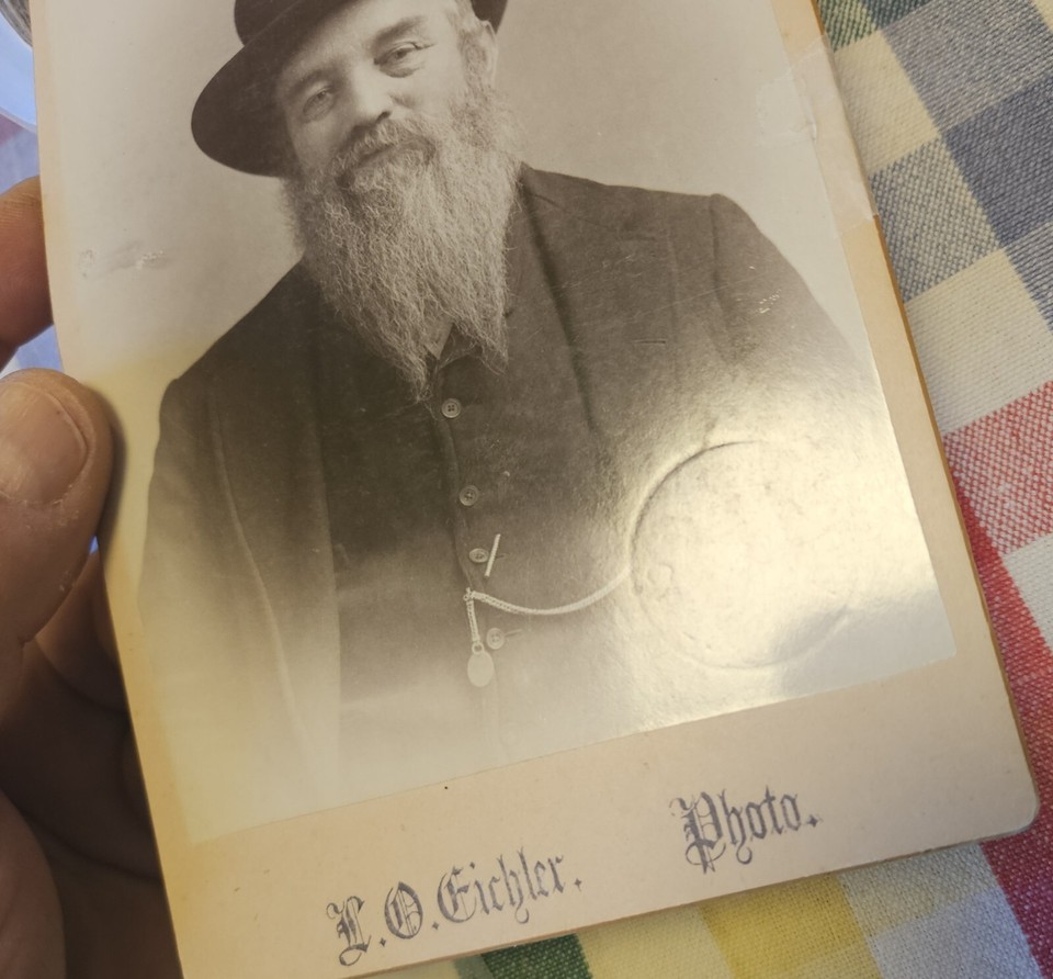 Ca 1890 NYC New York City EICHLER Card PHOTO 5x7 Happy Jew