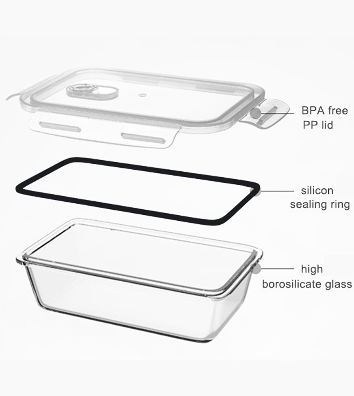 Houszy Meal Prep Glass Food Storage Containers With Air Vent & Extra