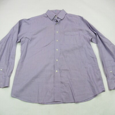 Tommy Bahama Shirt Mens 16.5 Aloha Hawaiian Purple Checks Long Sleeve