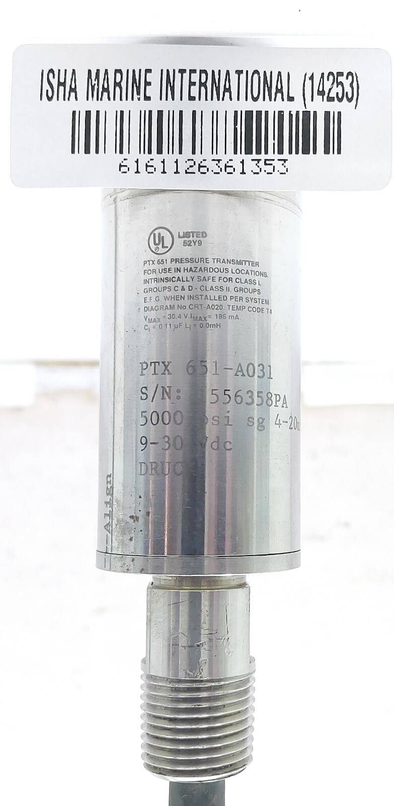 GE DRUCK 5000 PSI PRESSURE TRANSMITTER PTX 651A031 1353 eBay