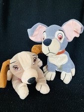 Vintage Disney Store Lady and the Tramp Mini Bean Bag Plush 6" Lot of 2