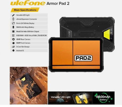 Ulefone Armor Pad 2 Rugged Tablet PC, 16GB+256GB 11 inch Android 13 Octa Core 4G - Picture 3 of 13