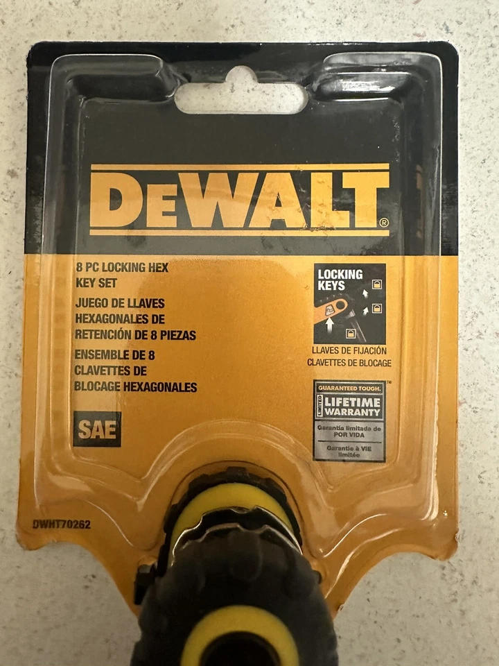 NEW DEWALT DWHT70262M 8 PIECE SAE FOLD UP ALLEN HEX KEY WRENCH SET STEEL - Image 3 of 4