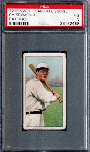 PSA 3 T206 Cy SEYMOUR Batting  - New York Giants, Sweet Caporal