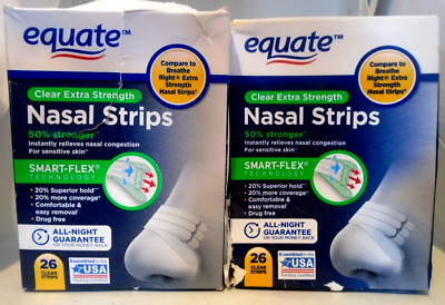 Equate Clear Extra Strength Nasal Strips (2 Pack) - 26 Count Each
