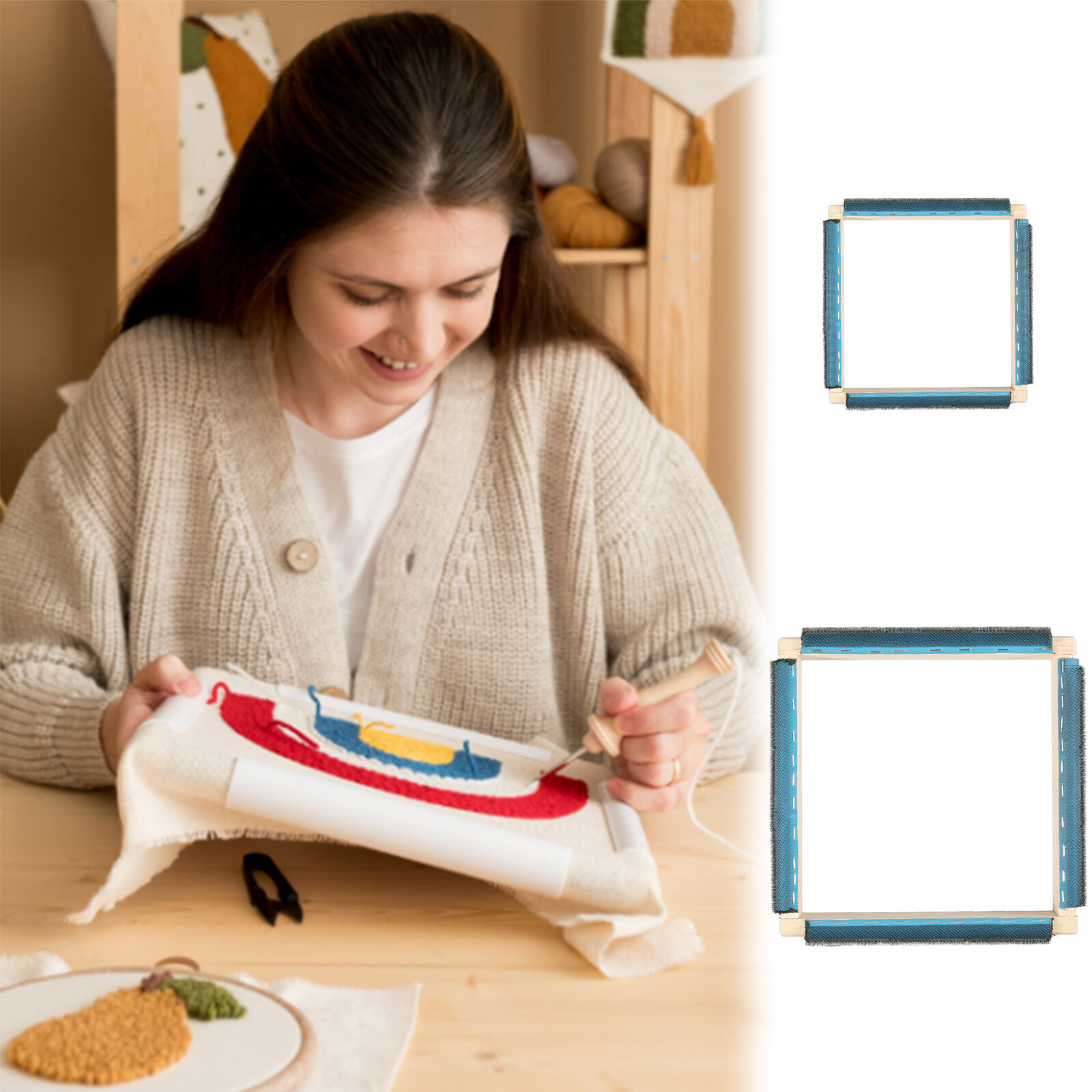 Punch Needle Frame Solid Wood Gripper Strip Frames Easy Assembly Square behEG