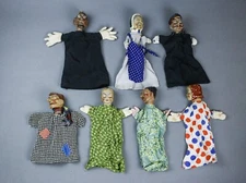 vintage hand painted PUNCH & JUDY puppet glove antique victorien theatre 2 ☆☆☆  