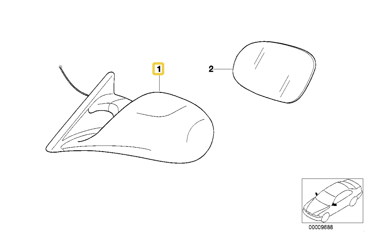 1992-1999 BMW E36 Factory OEM M3 Right Passenger Side Mirror for  