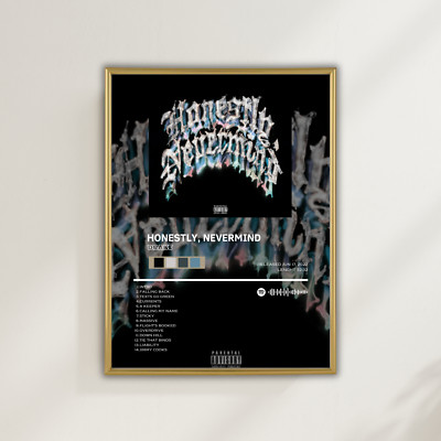 DRAKE Poster, HONESTLY, NEVERMIND, GOLD/PLATINIUM, gerahmtes Poster HipHop