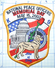 WASHINGTON D.C. NATIONAL PEACE OFFICERS MEMORIAL DAY 2002 POLICE K9 CANINE PATCH