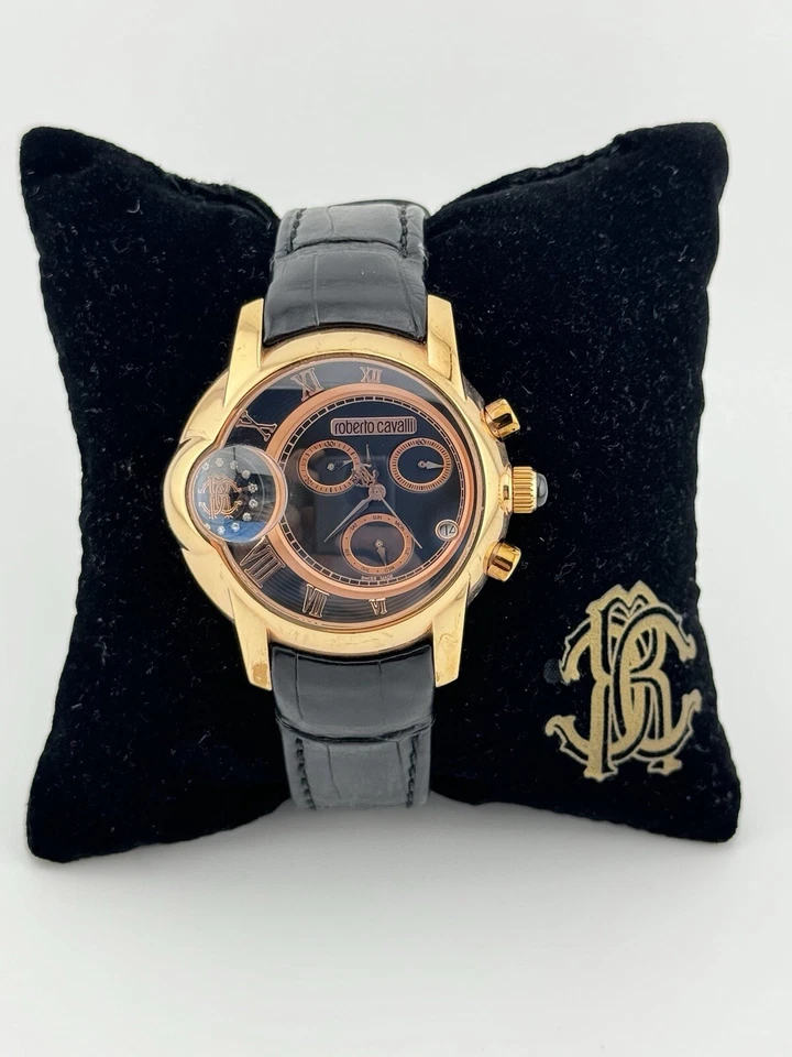 Roberto Cavalli Chrono Watch R7271649025 With Alligator Band And Rose Gold Tone - Image 2 of 4