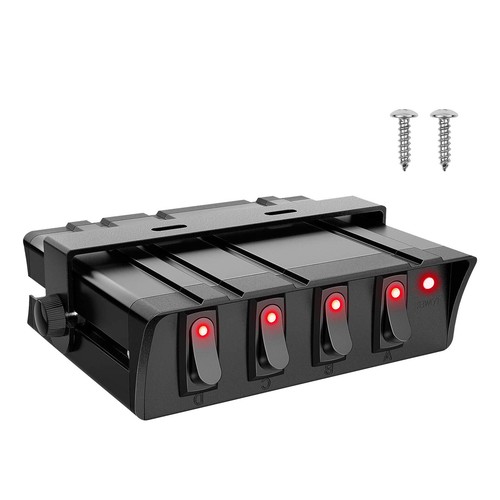 Caja de interruptores basculantes de 4 velocidades SPST panel de interruptor de palanca 12V 24V 20A coche camión RV barcos - Imagen 10 de 13