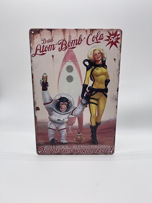 Blechschild Atom Bomb Cola 20x30cm Nostalgie Retro Vintage Reklame Geschenk Deko